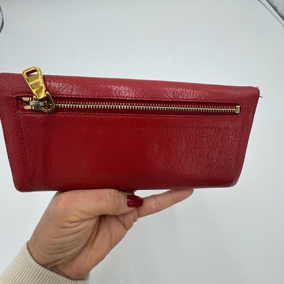 MIU MIU Leather Red long wallet n a detachable ID holder with Chain Like New - Picture 4 of 16